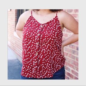 🌻Polka Dot Tank in Crimson